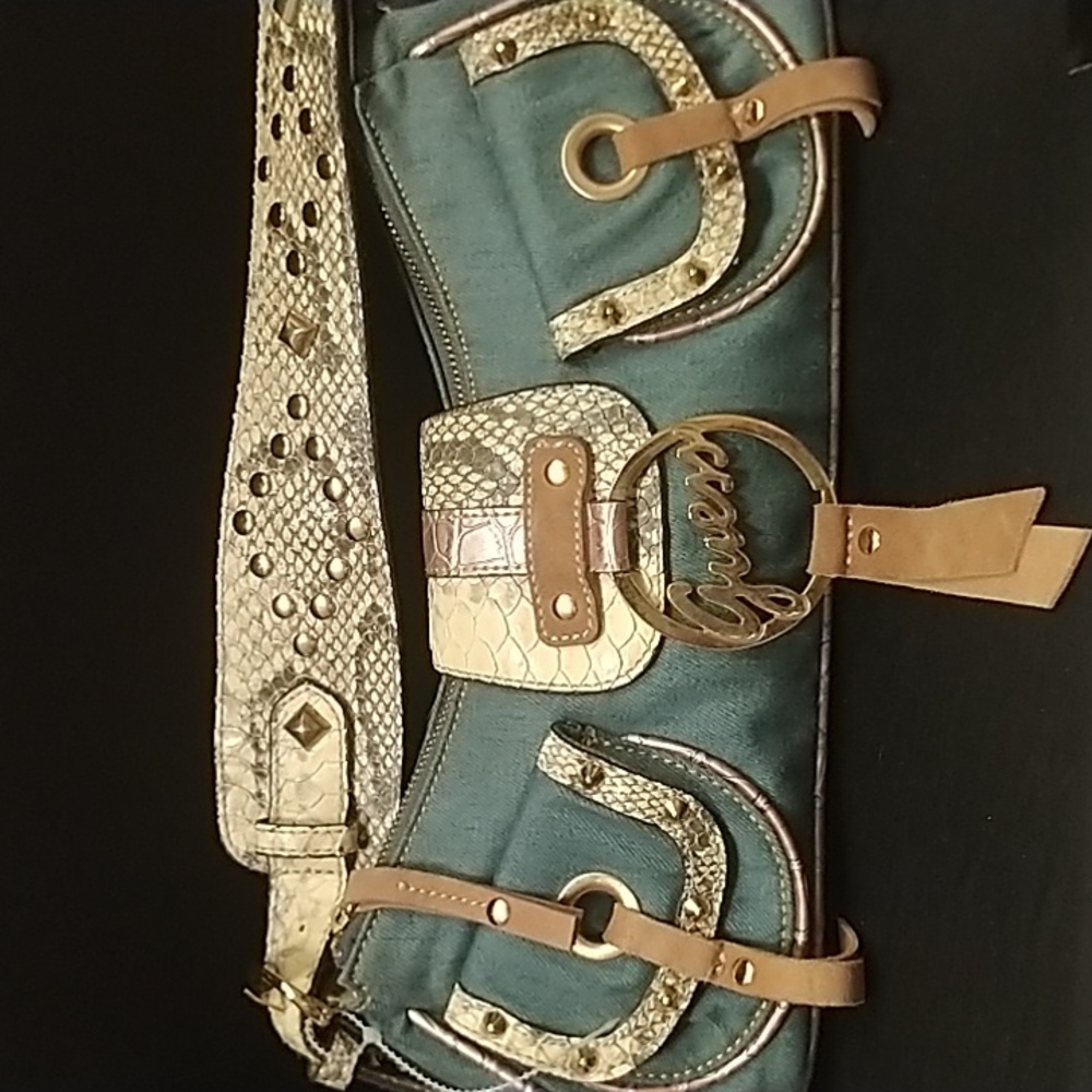 Vintage Guess Denim Studded Handbag